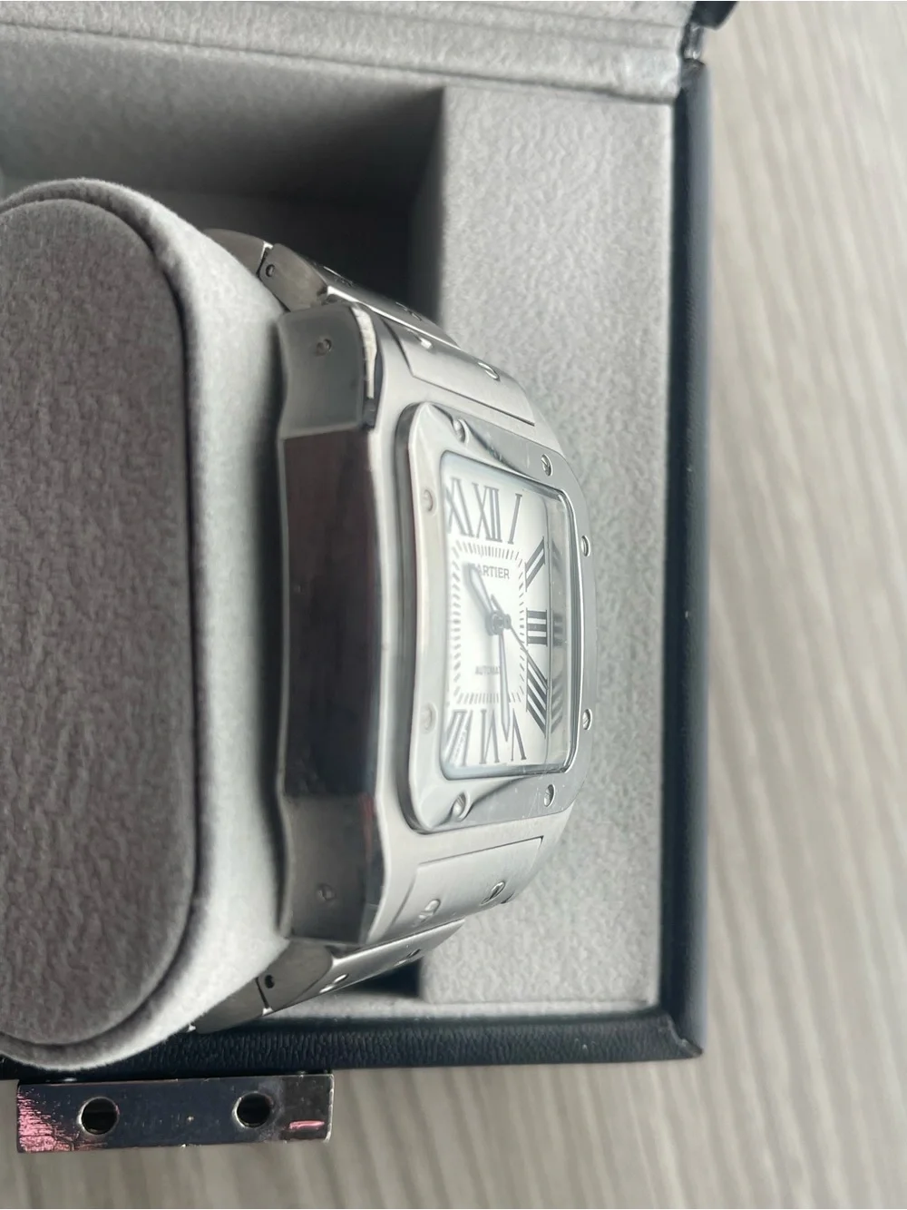 Cartier Men's Silver Stainless Steel Watch with White Dial